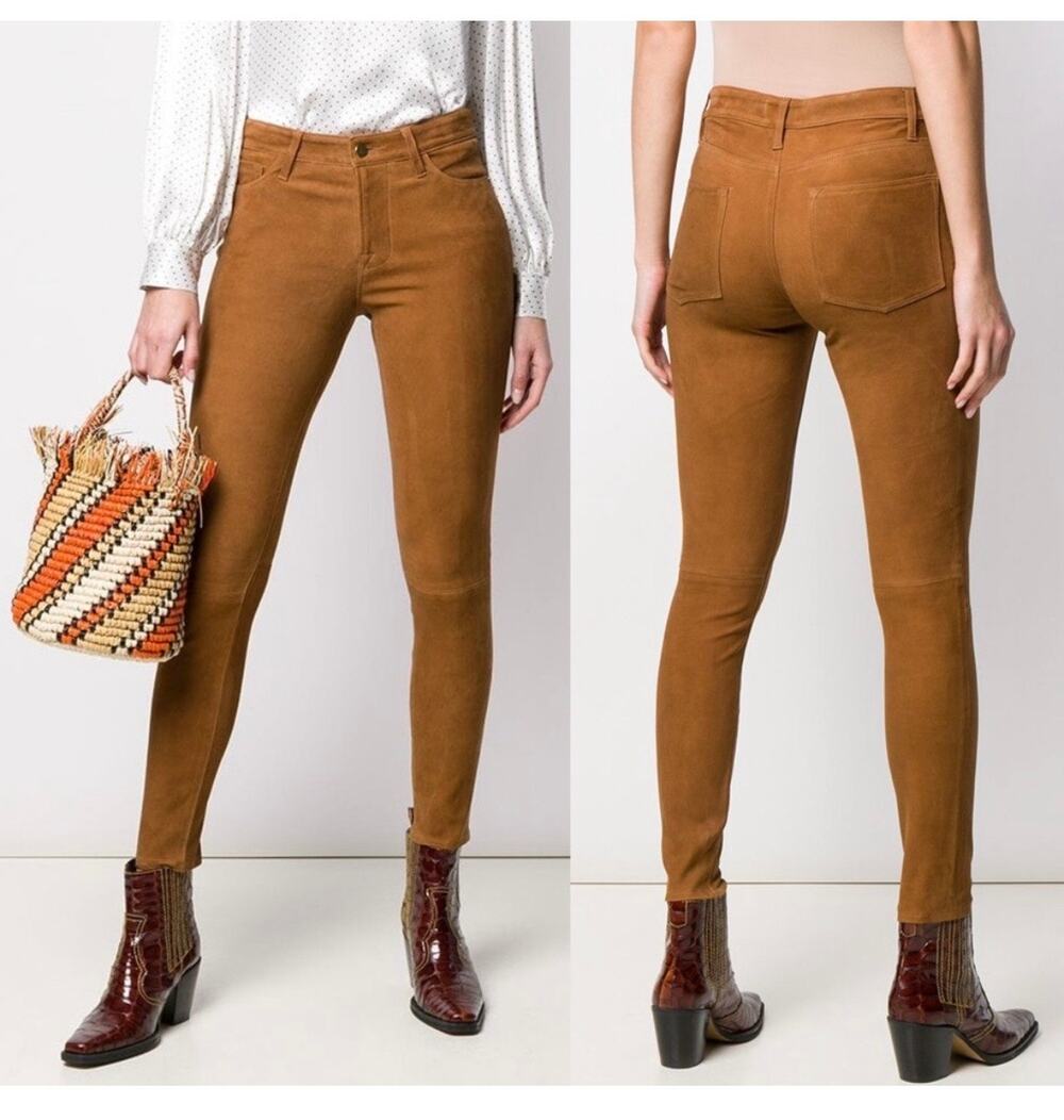 NWT FRAME Le High Skinny Lamb Nubuck Suede Leather Skinny Pants Size 23